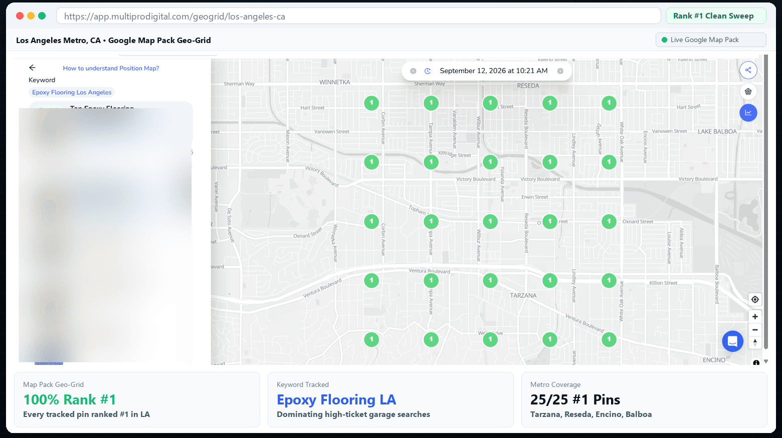 Google Map Pack Geo Grid: Los Angeles, CA